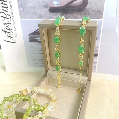 2024 Wholesale Natrual Stone Chain & Link Bracelets Fashion Jewelry Jade Handcarved Jadeite Bracelet Green Jade Bangles for Sale