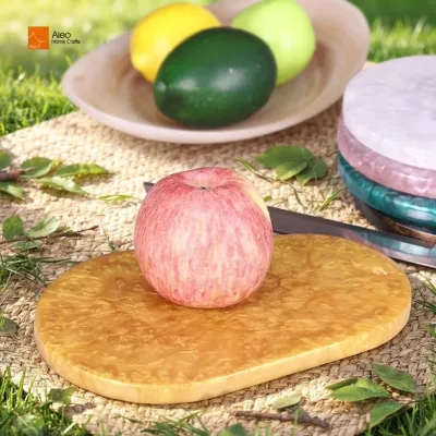Unique Irregular Oval Pearl Eco-Friendly Durable Commercial Grade Resin Charcuterie Board Cheese Fruit Display Platter Rustic