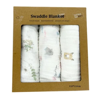 2026 NEW Design 100% Cotton Receiving Security Super Soft Swaddle Baby Blanket