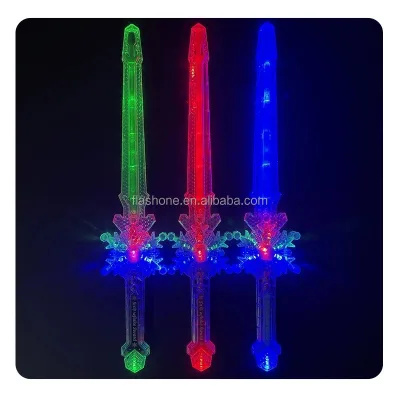 LED Light up Sword Rainbow Magic Crystal Snowflake Flash Lighting Sword New Light-Up Christmas Toys