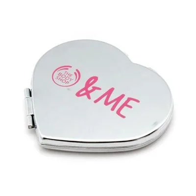 Christmas Gift Imprint Metal Imprinted Blank Simple Heart Shaped Pocket Mirror Cute