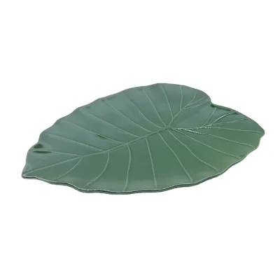 Custom Ceramic Lotus Leaves Shape Dinner Salad Snack Plate Unique Dishware Collection