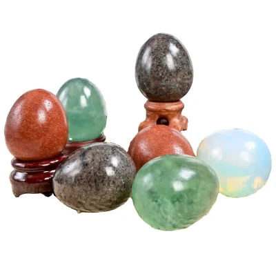 Polished Crystal Yoni Egg Ornament Desktop Stand Engraved Massage Resurrection Rose Quartz Egg for Christmas Decor Love Theme