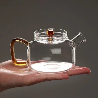High Temperature Resistant Teapot Water Bubble Design Thickened High Borosilicate Glass Special Flower Pattern Lid Included
