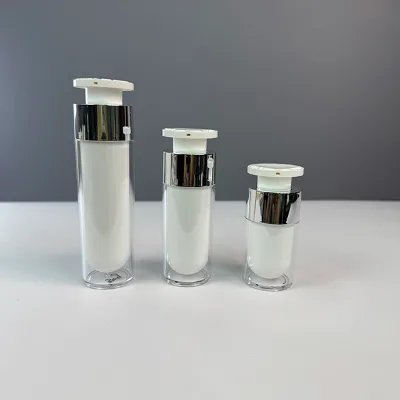 Hengjian Luxury Acrylic Empty Rotary Press Airless Pump Bottle 15ml 30ml 50ml Replaceable Twist Vacuum Bottle for Skin Care