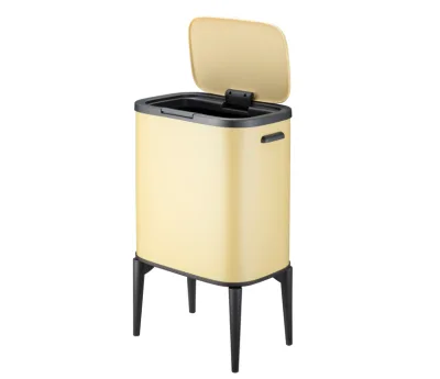 Double buckets metal recycle bin high feet press button custom color waste bin trash can 18L
