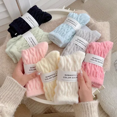 Thermal Sleep Socks Fashion Women Thick Socks Winter Non-Slip Floor Slip Warm Fleece Lined Socks for Women
