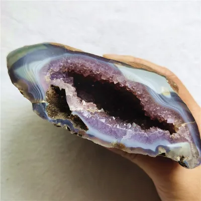 Wholesale Rough Minerals Specimen Agate Geode Clusters Side Polished Natural Amethyst Geode for Feng Shui Decoration