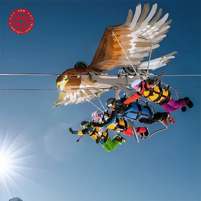 Large Outdoor Playground Equipment Sky Adventure Zip Line Cable Car Ropeway for Spring Break Mountain Park Adventure Seekers