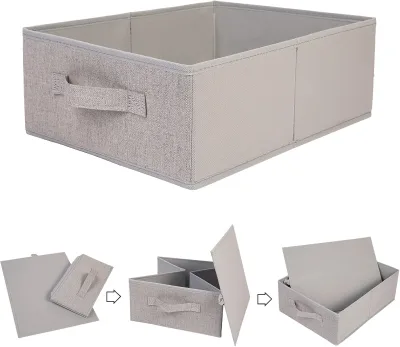 Rectangular Foldable Fabric Clothing Storage Basket Eco-Friendly Durable Design Soft Rope Handles for Bedroom & Living Room