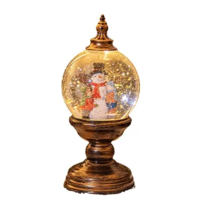 Christmas Decor Christmas Snowflake Wind Lamp Holiday Tabletop Ornament Crystal Ball Music Box