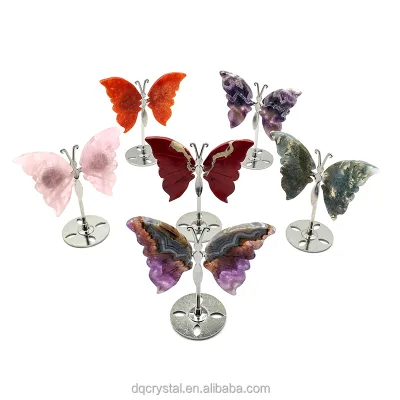 Wholesale Natural Crystal Amethyst Butterfly Beautiful Natural Customise Mixed Material Rose Quartz butterfly for Home Gift