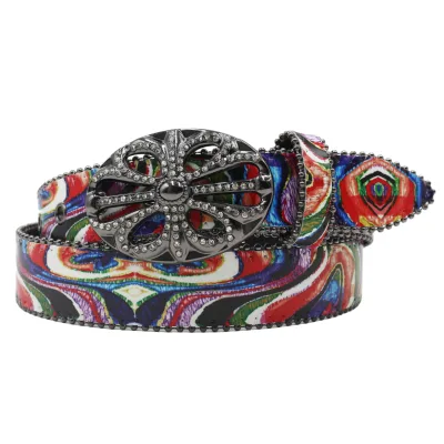 New Bohemian Style Men's Jeans Belts Vintage Skeleton Riveted Hip Hop Punk Rock Western Cowboy Alloy Plate Y2K Belt 3.5cm Width