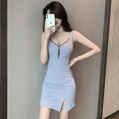 2025 new styles 2021 New Women's Summer Sky Blue Short Sleeve Mini Wrap Bandage Dress Sexy V Neck zipper Evening Club Party Lady Dresses