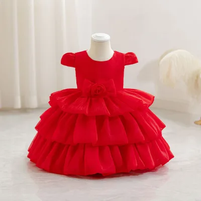 Children's Bow Ball Gown Sleeveless Princess Dress for Flower Girl Birthday Party