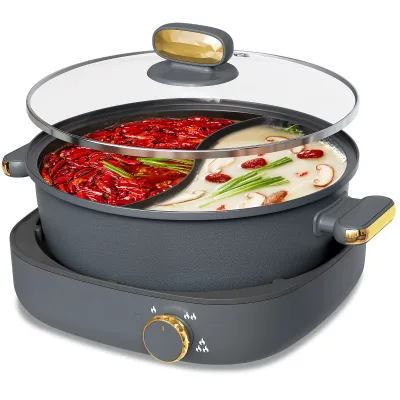 Food Grade Coating 4L Round Shape Portable Multifunction Kitchen Cook Electric Skillet Cooking Hot Pot for Home