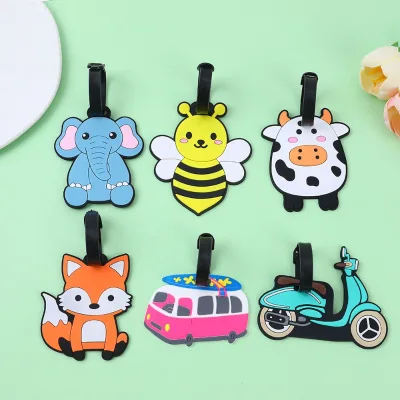 New Cartoon PVC Leisure Travel Luggage Tag Creative Animal Travel Boarding Tag Anti-loss Identification Tag for Promotion Gift