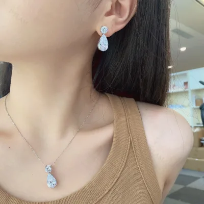 Dylam Design Crystal Stud Women Luxury Jewelry Cubic Zirconia 925 Sterling Silver Teardrop Dangle Earring Butterfly Earrings