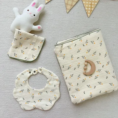 Ins Flowers Baby Bibs Organic Cotton Baby 6 Layer Gauze Muslin Burp Cloth Soft Baby Blankets for Newborns