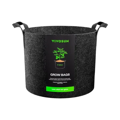 IZAFIRA10-Pack 5 Gallon Biodegradable Grow Bags Reinforced Plant Fiber & Felt Planter Fabric Pots for Gardening Black