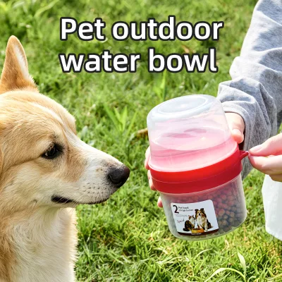Support OEM Food Grade Pet Food Storage Fresh Keeping Cup Separated Space Container for Puppy Kitten Road Trip Outdoor Picnic
