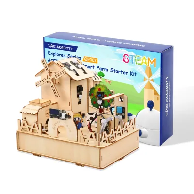 Solar Powered Windmill Auto Watering STEM Kit for Kids ESP32 WiFi for Bluetooth Smart Farm IoT Kit OLED Display Sensor Education