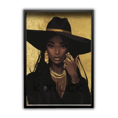 Captivating Cowgirl in Opulent Jewelry and Headpiece Art Print on Canvas Painting Art Hot Selling