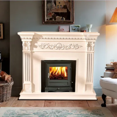 Antique Traditional Freestanding Corner Fireplace Mantel Wood Decorative Element for Living Room Fireplaces