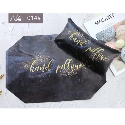 Hot Selling Nail Hand Pillow Octagonal Hand Support Nail Arm Rest High-end Marble Arm Rest with Mat Nail Tech