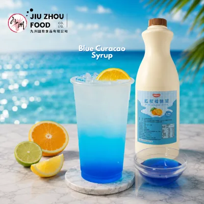 Taiwan Blue Curacao Premium Concentrated CItrus Flavored Syrup 1.2kg Bottle Beverage for Drinks Cafes OEM Private Label
