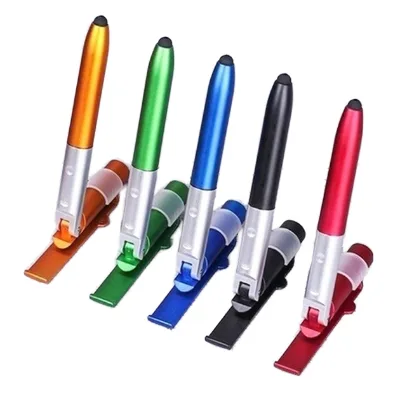 New Multifunctional LED Light Folding Holder Night Reading Novelty School Ballpoint Pen