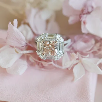 1.5ct Radiant Cut Light Pink Lab Grow Diamond Ring 18K Gold GIA/IGI Certificated