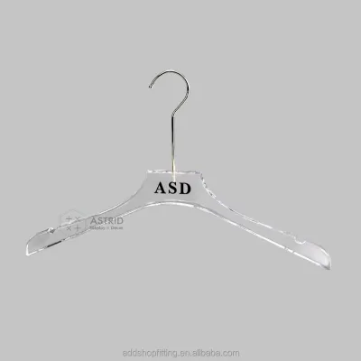 Custom Logo 38 cm 1T Clear Crystal Hook Acrylic Plastic Heavy Duty Anti-Slip Durable Modern Bathroom Wardrobe Hanging Clothes