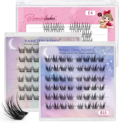 Bameier Eyelash Clulster 18mm Wholesale Cluster No Glue Dcurl 3d 5d Cluster Press on Lashes One Week