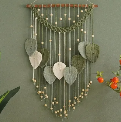 Bohemian Leaf Tapestry Home Decor Handmade Hanging Macrame Wall Hanging