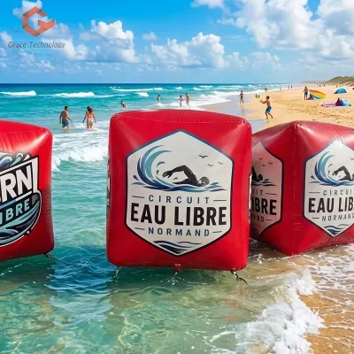 Durable Large Inflatable Floating Cube Buoys Custom Square Inflatable Water Buoy Floating Cube Buoy Marker Race Balloon