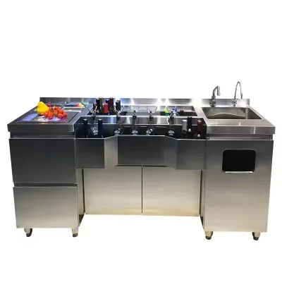 Commercial American Stainless Steel Grill Cocktail Workstation for Restaurant Bar Pub Hotel Kitchen Machines