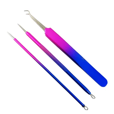 Hot Sale 3 Pcs Facial Cleaning Tool Set Comedone Extractor Blackhead Remover Acne Treatment Pimple Tool Kit