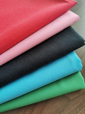 100% Polyester Double DOT Woven Fabric Coat with Water-Soluble Fusible Elastic Adhesive Interlining Colorful Garment Features
