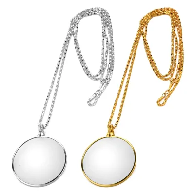 Portable Zinc Alloy 42mm Diameter 5X Pendant Necklace Magnifier for Library Reading Zooming Jewelry Crafts