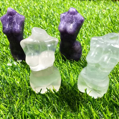 Wholesale Handmade Polished Natural Crystal Stone Model Feng Shui Healing Carved Woman Body Shaped Crystals for Gift