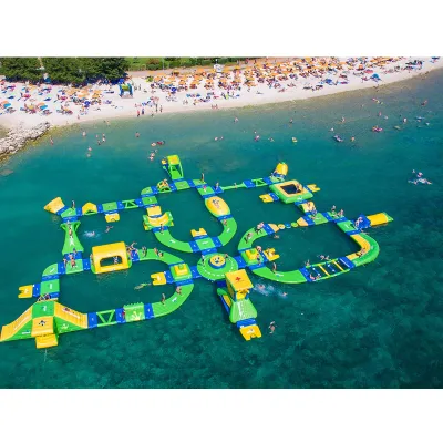 Pop up Inflatable Lake Water Park Floating Aqua Park Obstacle Course