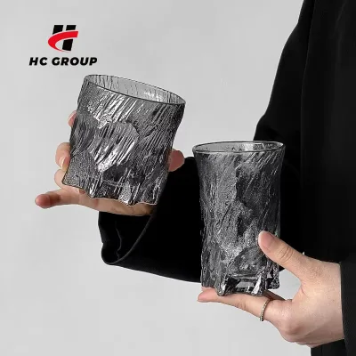 High-end Glacier Pattern Whiskey Glass Smoky Gray Wine Glasses Crystal Coffee Glasses Water Cup