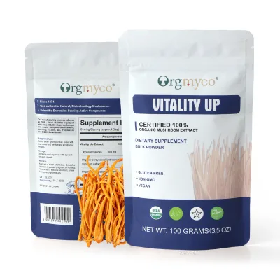 OEM Organic Fermented Cordyceps & Cordyceps Militaris Extract Powder 30% Polysaccharides Energy Supplement 100g Stock Your Logo