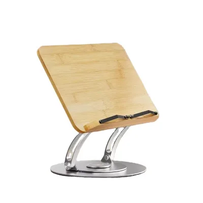360 Rotate Multi Heights Angles Adjustable Book Holder Foldable Wooden for Books Laptop