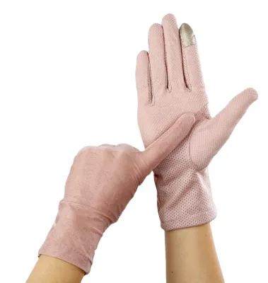 UPF 50+ Women's UV Sun Protection Sports Outdoor Driving Gloves Cotton & Lace Summer Ice Cooling Touch Screen Mittens