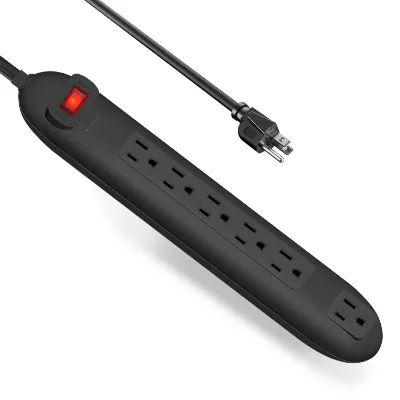Many US Standard 6 Outlet Surge Protector and Overload Protection Widely Spaced Outlet Power Strip