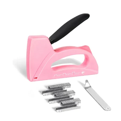 Pink Light Duty Staple Gun Gift for Women with 1600 Pcs JT21 Staples 1/4 5/16 3/8 Inch and Remover for Upholstery Decoration