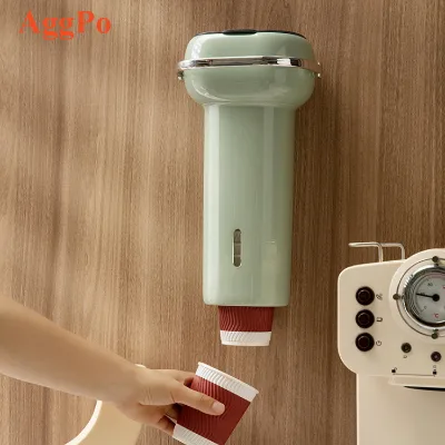 New Disposable Cup Holder Dispenser with Capsule Organizer Box Wall Mounted Paper Cup Storage Rack with Shelf Coffee Holder