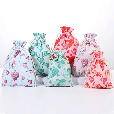 2024 Fashion Customized Print Birthday Party Wedding Daily Using Storage Drawstring Cloth Satin Bags